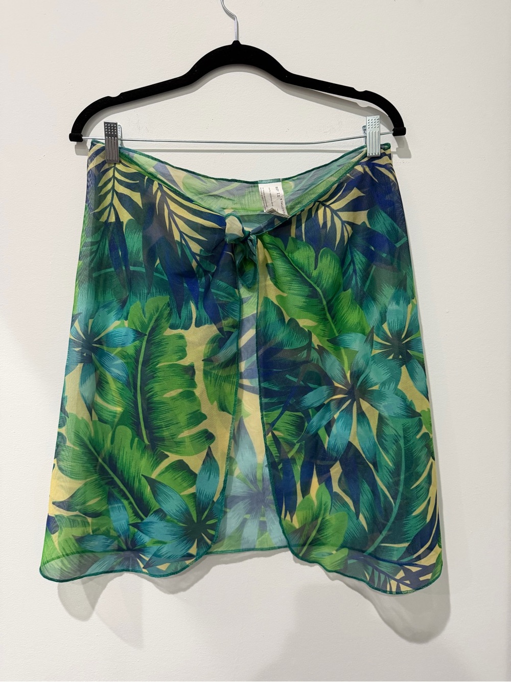 Tropical Green Leaf Swim Sarong Cover-Up